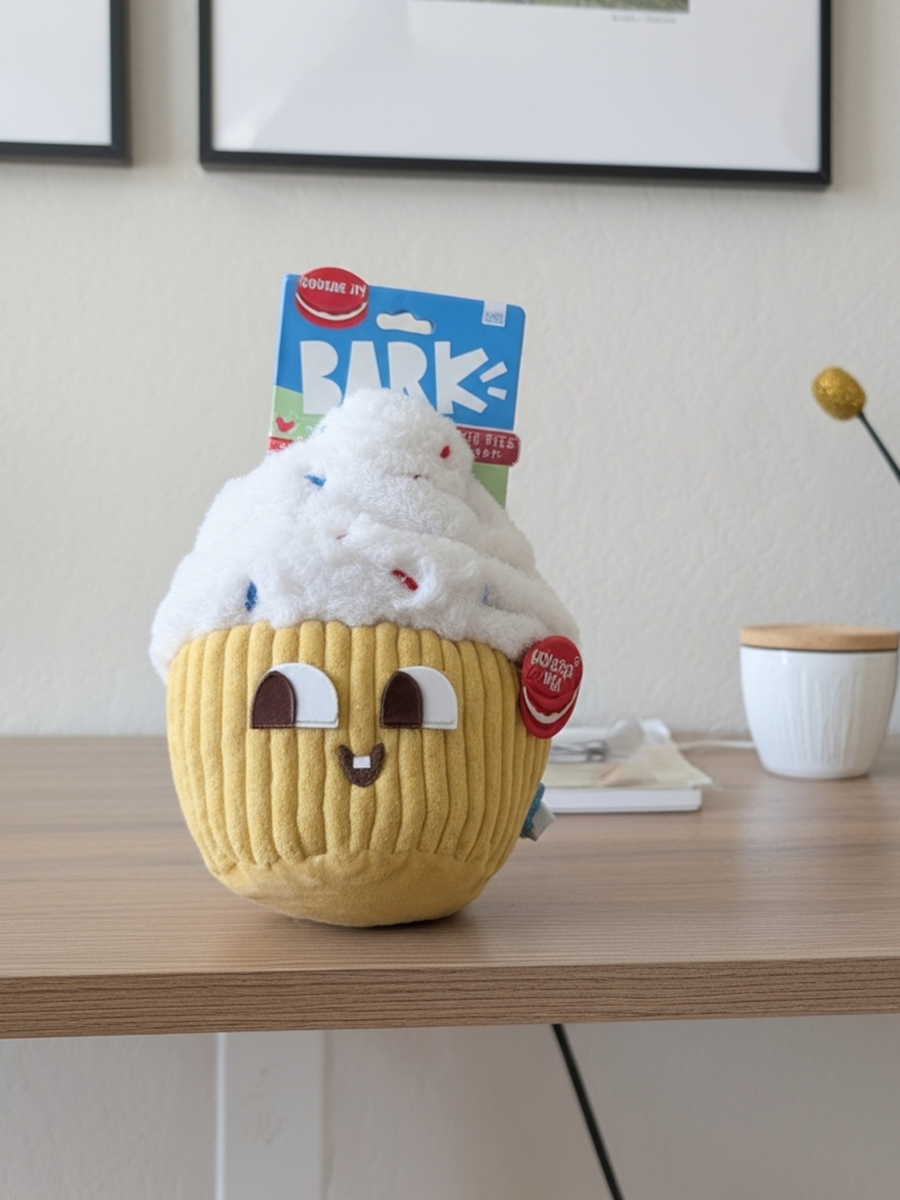 Bark Yellow Cupcake Plush with White Frosting and Sprinkles